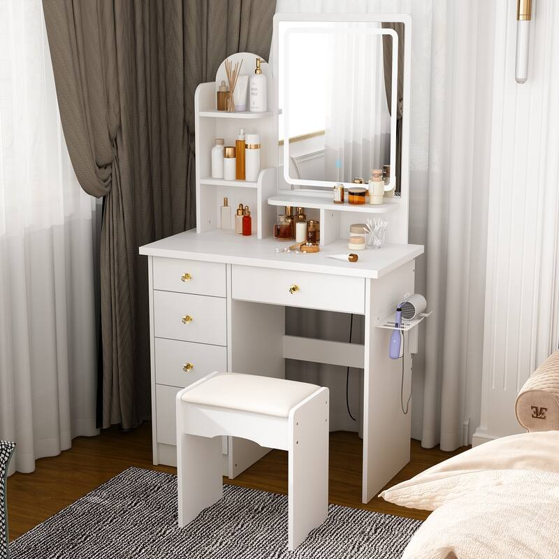 Stylish Vanity Set for Beauty Enthusiasts with Cushioned Stool