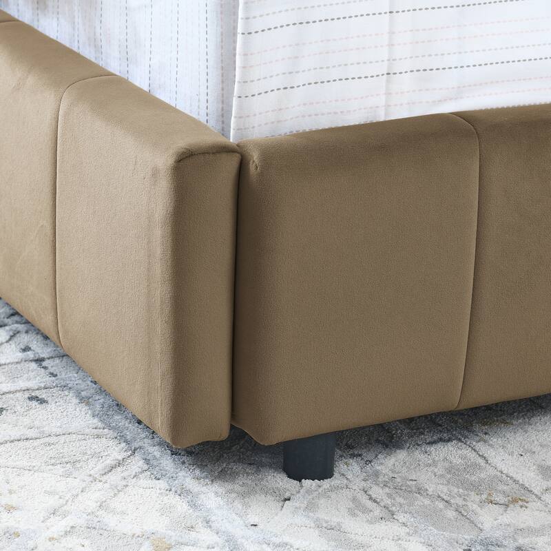 Full Size Mid-Century Velvet Upholstered Daybed with Storage Drawers, Wood Frame, Comfortable Backrest and Armrest