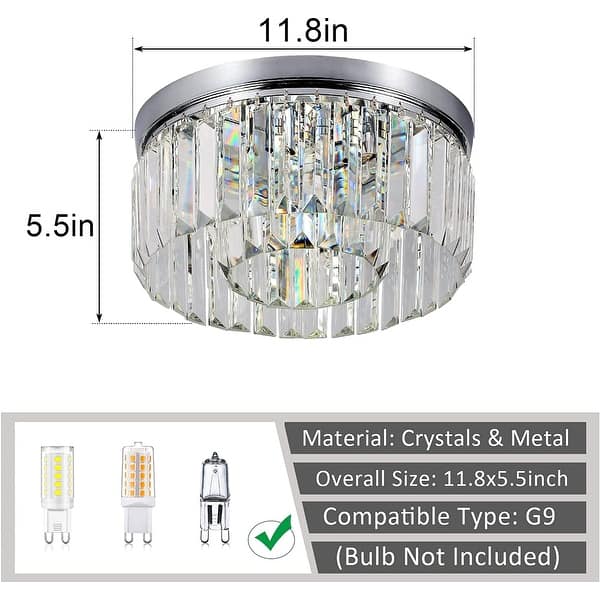 Modern Small Crystal Flush Mount Light with 6 Lights - Transparent ...