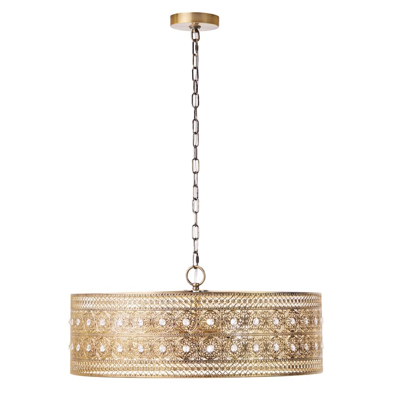 River of Goods Bryar Brass and Crystal 23.5"W 3-Light Chandelier - 23.5" x 23.5" x 61.5"
