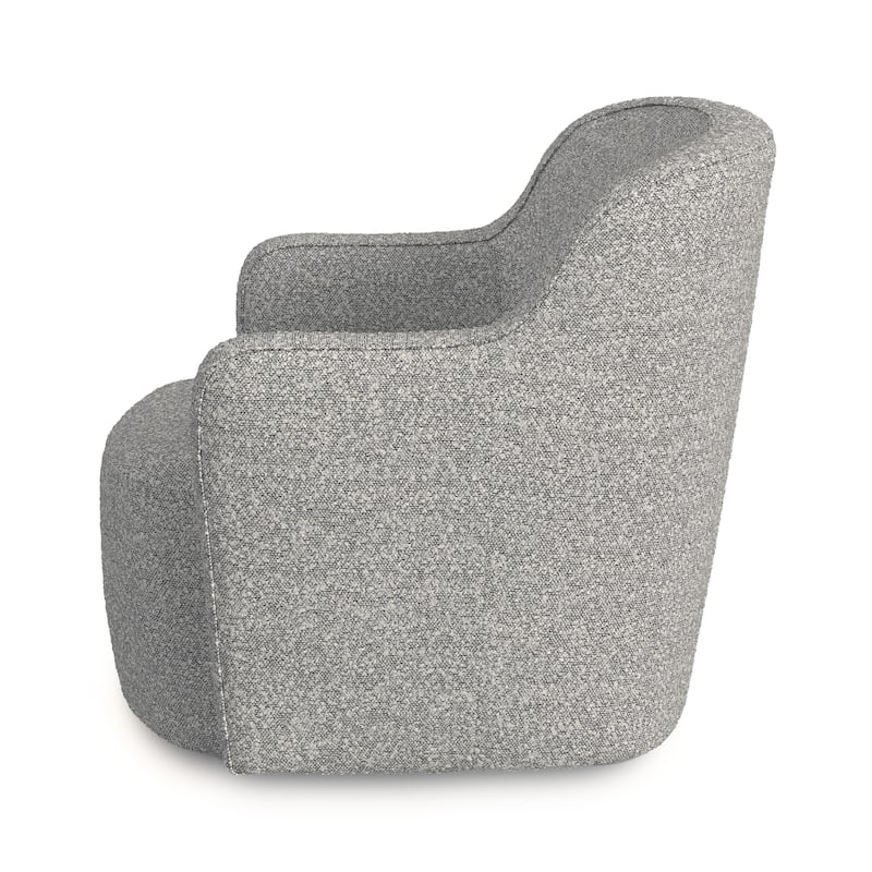 Kopi Swivel Accent Club Chair, Cream and Gray Boucle, Curved Backrest
