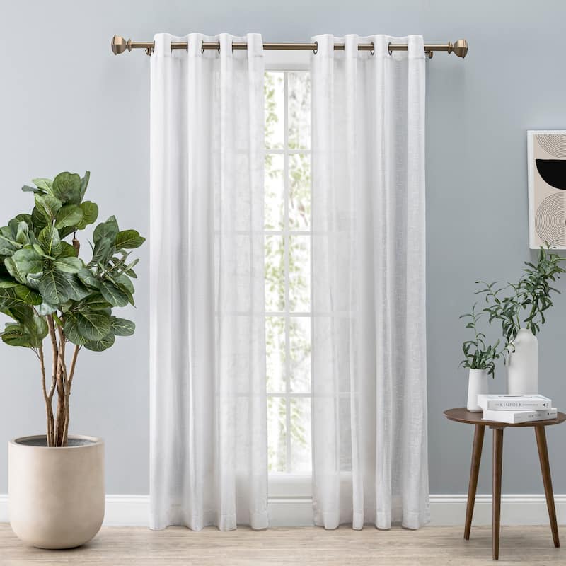Shannon Premium Slubbed Linen Grommet Curtain Panel - 52"W x 63"L - White