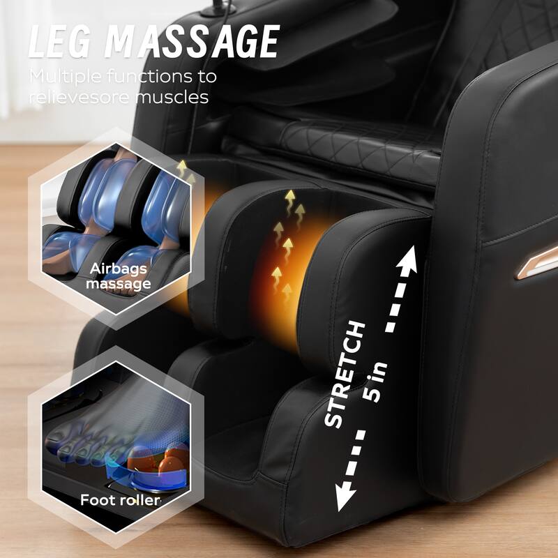 Massage Chair Recliner, Full Body Air Compression with Heat Therapy, Foot Rollers & Bluetooth Speakers