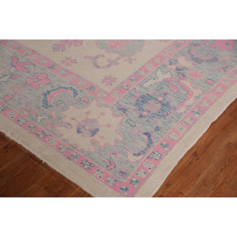 Hand Knotted Oriental 100% Wool Carpet Transitional All-Over Beige & Ivories Oushak Area Rug - 12' 4'' X 9' 0''
