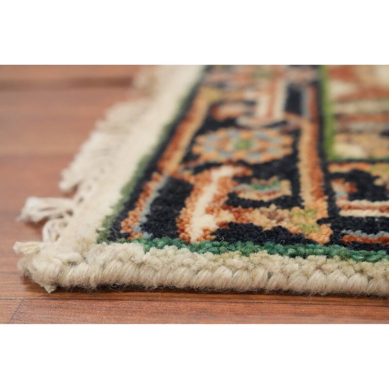Hand Knotted Oriental 100% Wool Carpet Traditional Medallion Beige & Ivories Heriz (serapi) Area Rug - 3' 0'' X 2' 0''