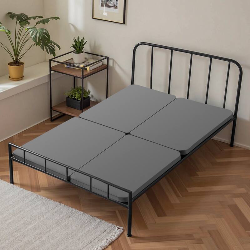 Grey Oxford Fabric Heavy-Duty Wooden Bunkie Board with Modular Design and Breathable Cover