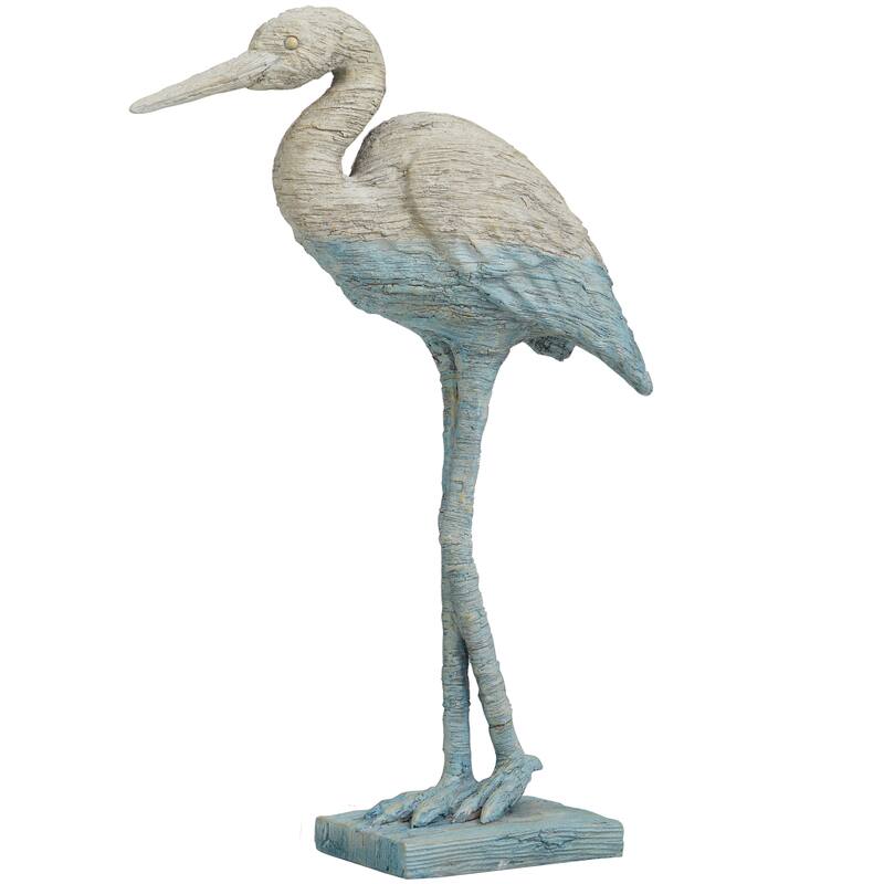 Light Blue Polystone Textured Ombre Flamingo Decorative Sculpture