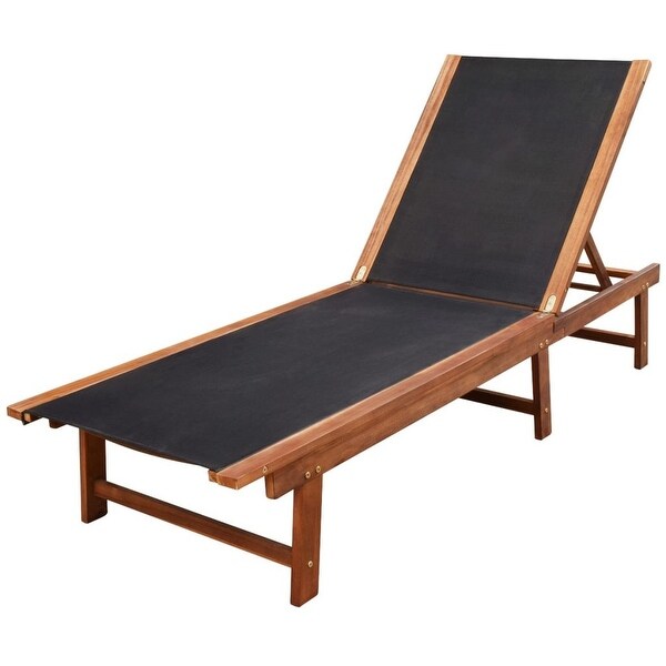 vidaXL Sun Lounger Solid Acacia Wood and Textilene - 79" x 26" x 13"