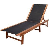vidaXL Sun Lounger Solid Acacia Wood and Textilene - 79" x 26" x 13"