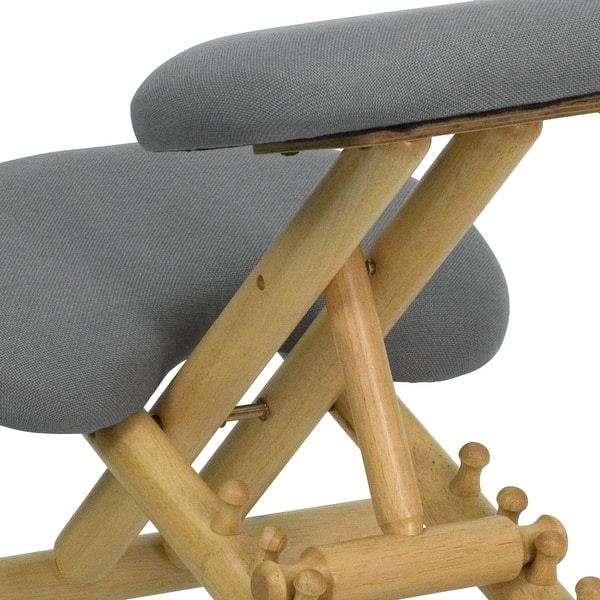 Shop Mobile Wooden Ergonomic Kneeling Office Chair In Gray Fabric Overstock 10605500
