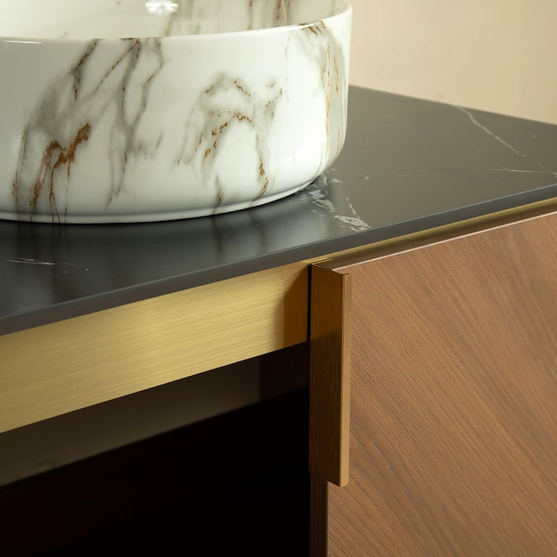 Wall Mounted Bathroom Vanity with Sintered Stone Countertop and Sink