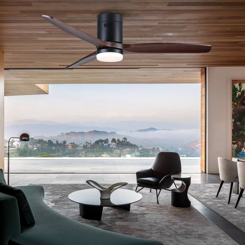 Farmhouse 52 in. Outdoor/Indoor Ceiling Fan with 3 Solid Wood Blades and DC Reversible Motor - 52 INCHES