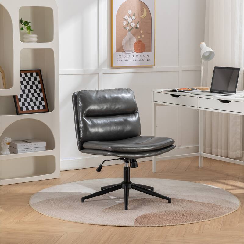 Gray Exquisite Office Chair Visitor Chair with Casters, Upholstered Computer Chair Makeup Chair for Office Bedroom - Gray