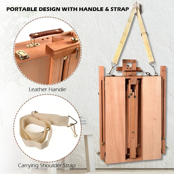 Shop Costway French Easel Wooden Sketch Box Portable Folding