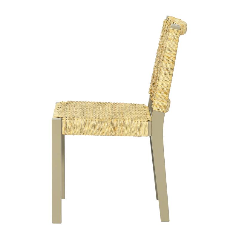 Farmhouse Modern Dining Chairs Set of 2-Solid Wood Rattan Backrest Finish Indoor/Outdoor Versatility