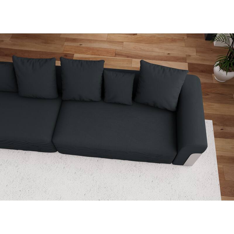 127.4″ Fabric 4-Seater Cloud Sofa with Deep Seats & Pillows