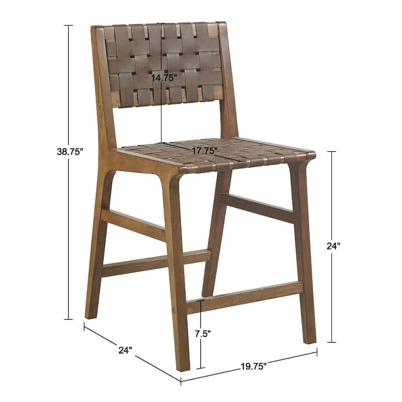 INK IVY Oslo Faux Leather Woven Counter Stool 24"H
