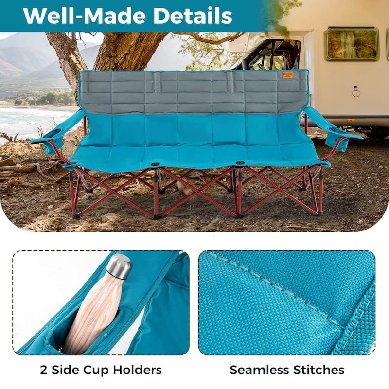 Costway Oversized 3 Person Camping Chair Portable Folding Camp Couch - See Details