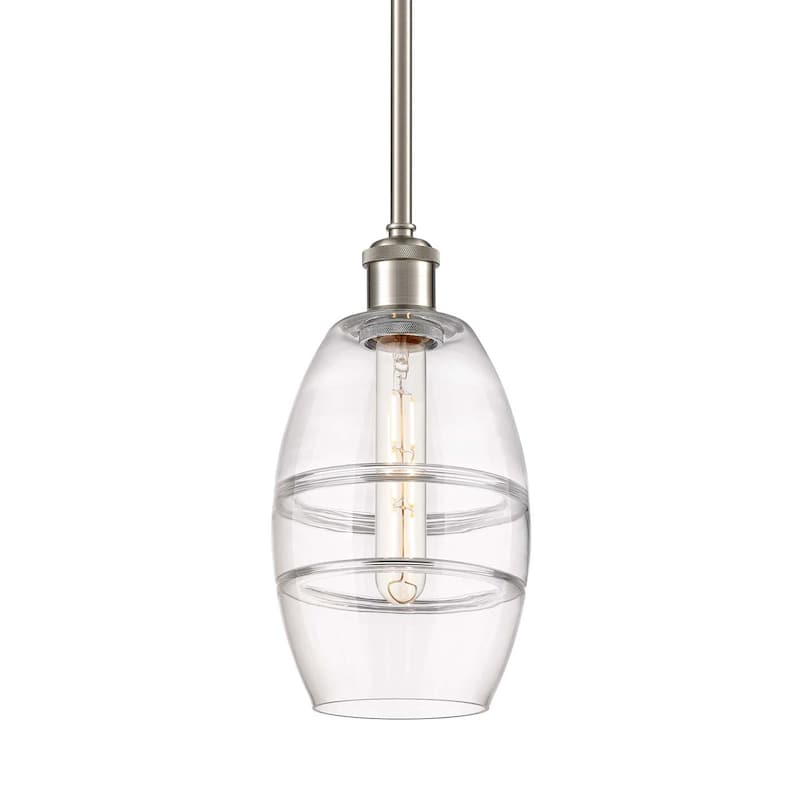 Innovations Lighting 516-1S-9-6 Vaz Pendant Vaz 6" Wide Mini Pendant - Brushed Satin Nickel / Clear
