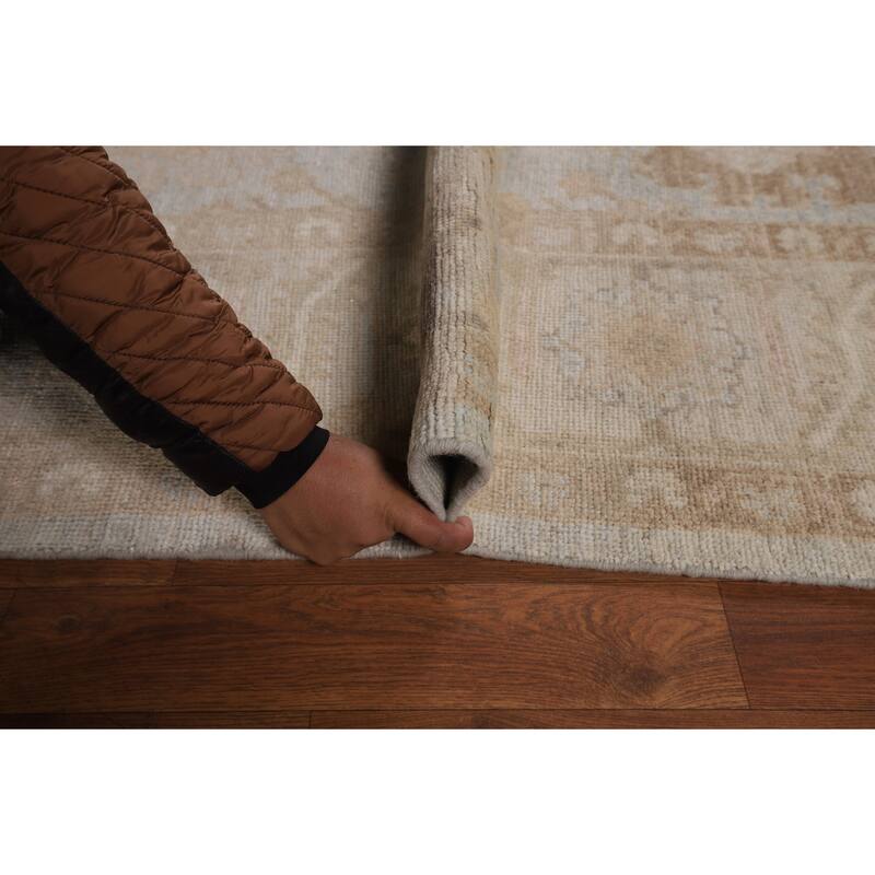 Vegetable Dye Oushak Turkish Rug Hand-Knotted Blue Wool Carpet - 8'11"x 11'8"