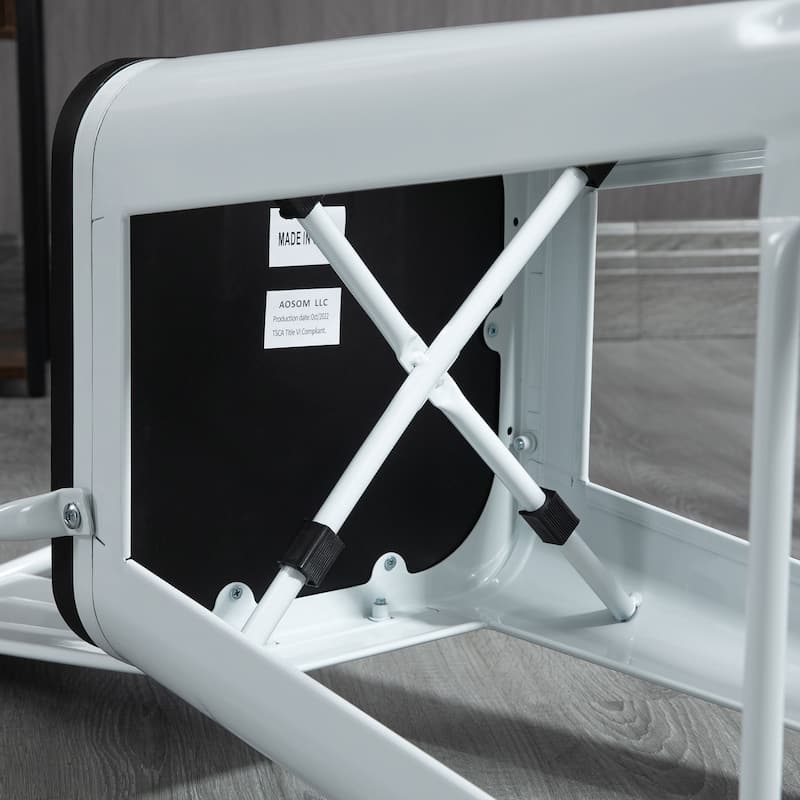 HOMCOM 3 Piece Bar Table Set with 1 Table, 2 High Back Chairs and Metal Frame with Footrests for Home