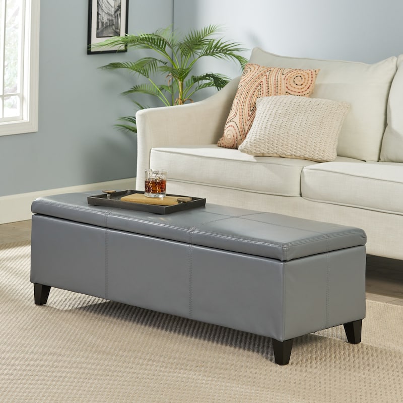Lucinda Faux Leather Storage Bench by Christopher Knight Home - 51.25" L x 17.50" W x 16.25" H - Grey