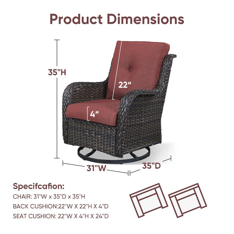 Gymojoy Patio Swivel Chair Rocking Chair Set