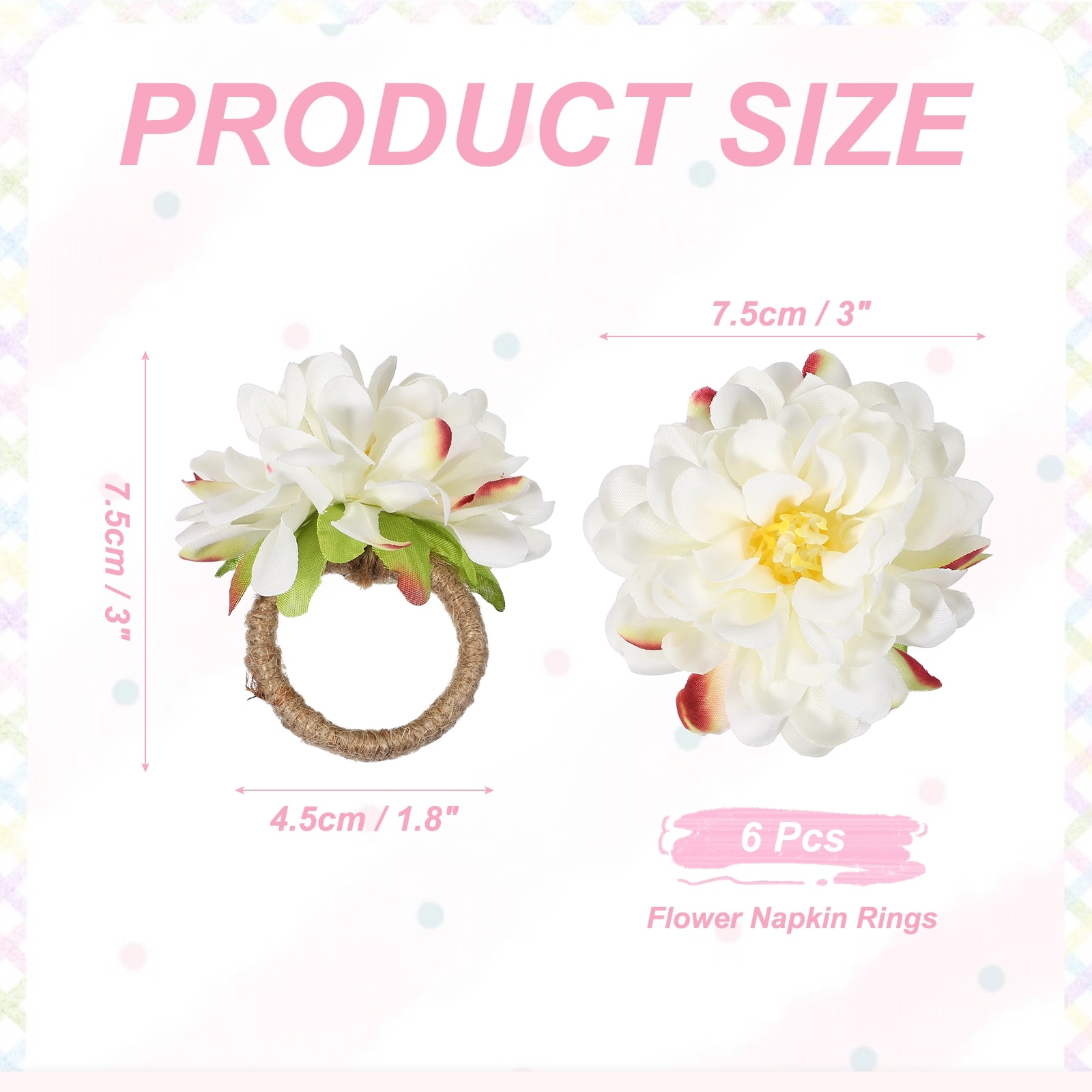 Flower Napkin Rings, Handmade Chrysanthemum  Napkin Ring Holders Buckles Table Decorations