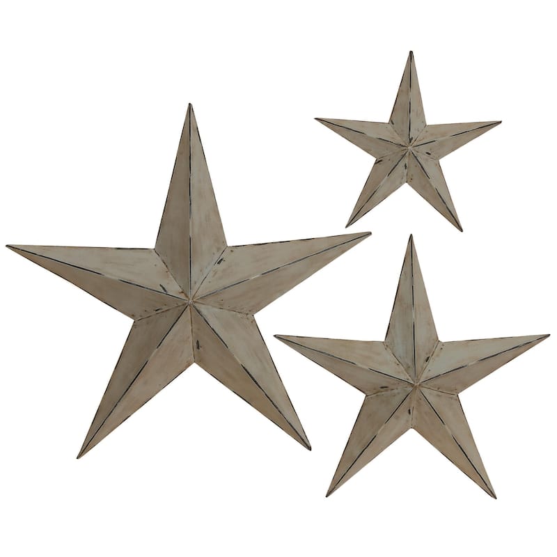 Metal Star Indoor Outdoor Home Wall Decor - Set of 3 Light Brown - Roche River Decor - Light Brown