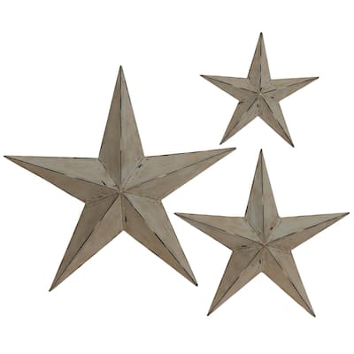 Metal Star Indoor Outdoor Home Wall Decor - Set of 3 Light Brown - Roche River Decor