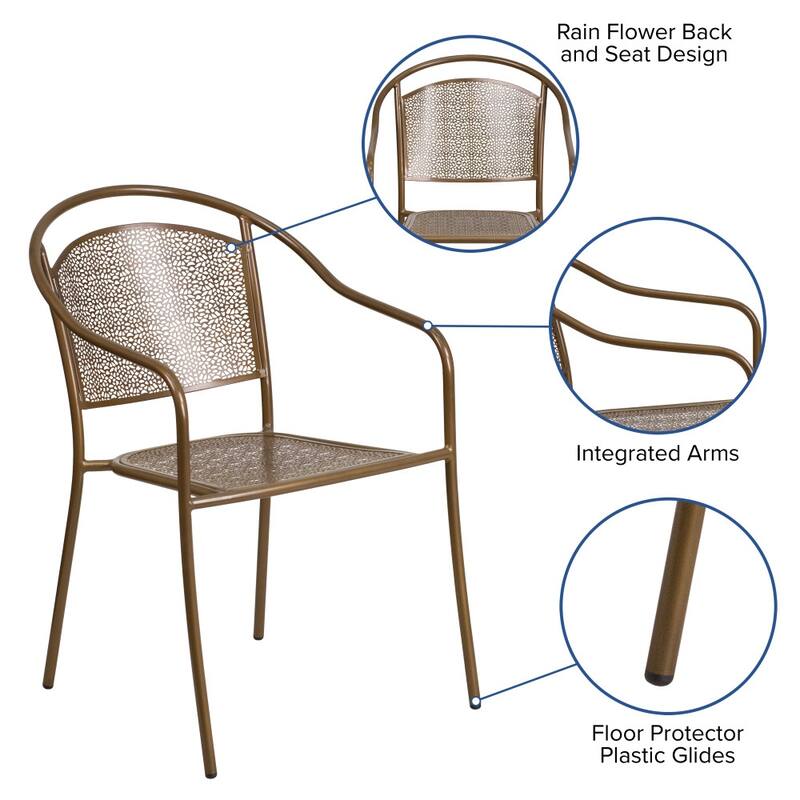 5 Pack Indoor-Outdoor Steel Patio Arm Chair with Round Back
