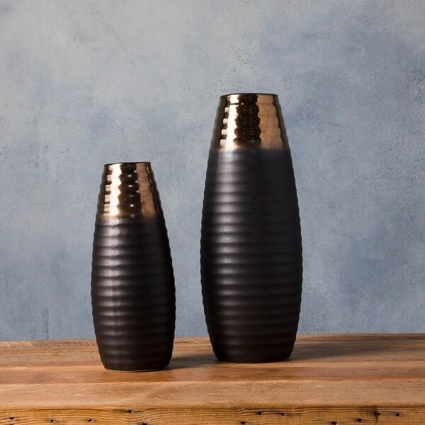 Temujin Gold Ceramic Modern Decorative Vase (Set of 2). Opens flyout.