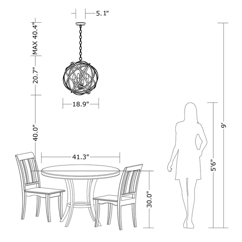 Benita Metal Large Orb 4-light Chandelier