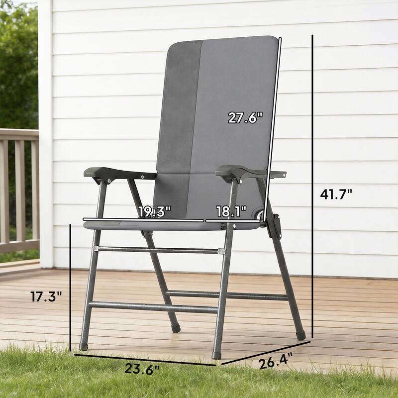 Outsunny Folding Patio Chairs Set of 2, Padded High Back Folding Lawn Chairs with Armrests, 600D Oxford Fabric