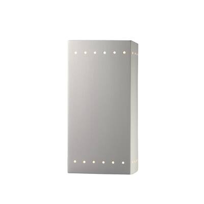 Justice Design Group Ambiance Bisque Large Rectangle w/ Perfs Outdoor Closed Top & Bottom Wall Sconce