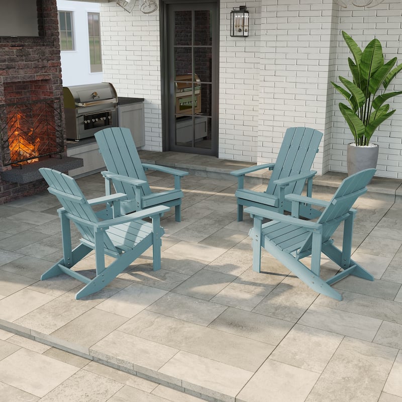 LIVOOSUN Outdoor Recycled Plastic Modern Outdoor Adirondack Chair Set of 1/2/4