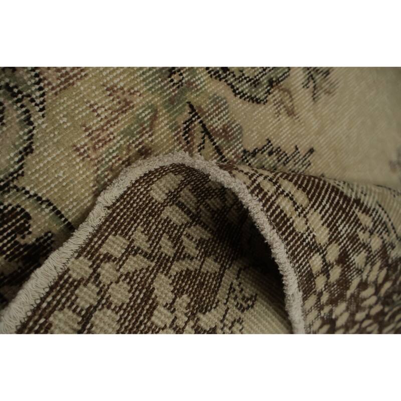 Hand Knotted Oriental 100% Wool Carpet Transitional Floral Beige & Ivories Anatolian Area Rug - 7' 0'' X 3' 11''