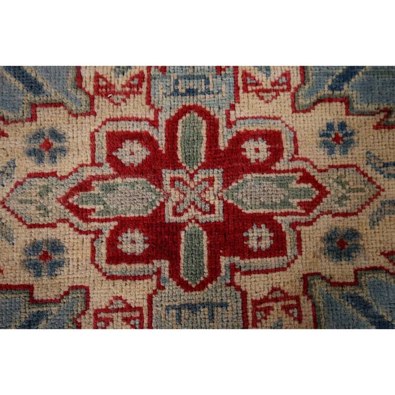 Light Blue Kazak Oriental Foyer Rug Handmade Wool Carpet - 4'1" x 5'11"