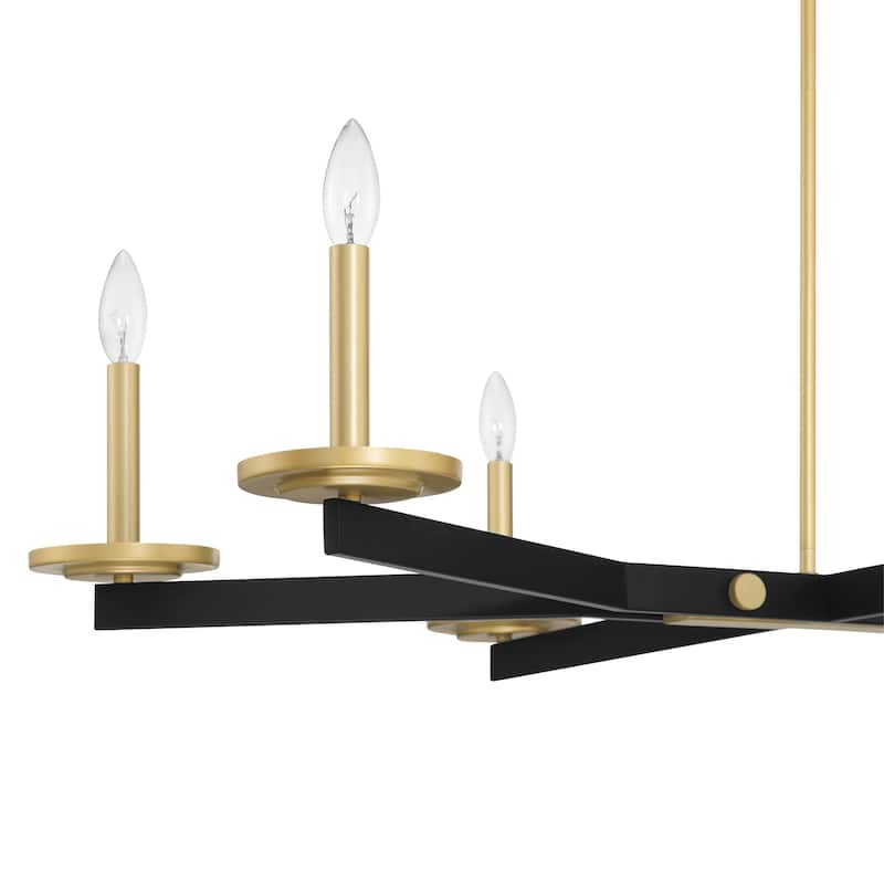 6-light Modern Farmhouse 37-inch Black/ Gold Candle Chandelier with UL Certified - 37
