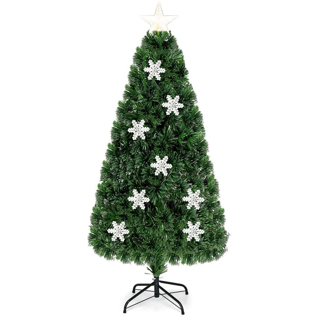 5 Feet LED Optic Artificial Christmas Tree with Snowflakes
