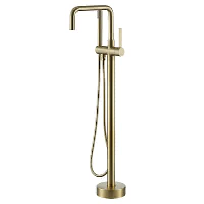 Brushed Gold Round Vertical Five-Piece Bathroom Faucet Set