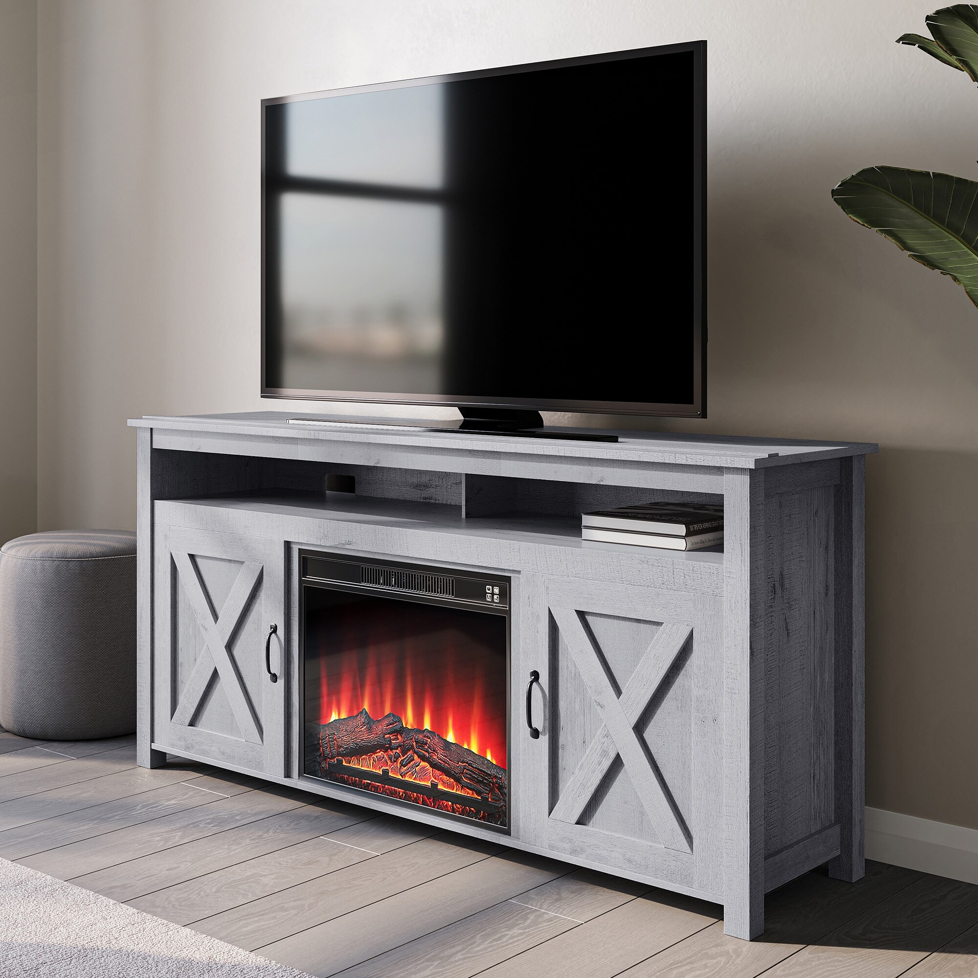 Top Product Reviews for BELLEZE 58 Wood TV Stand W/ 23 Fireplace u0026  Storage - 32143658 - Bed Bath u0026 Beyond