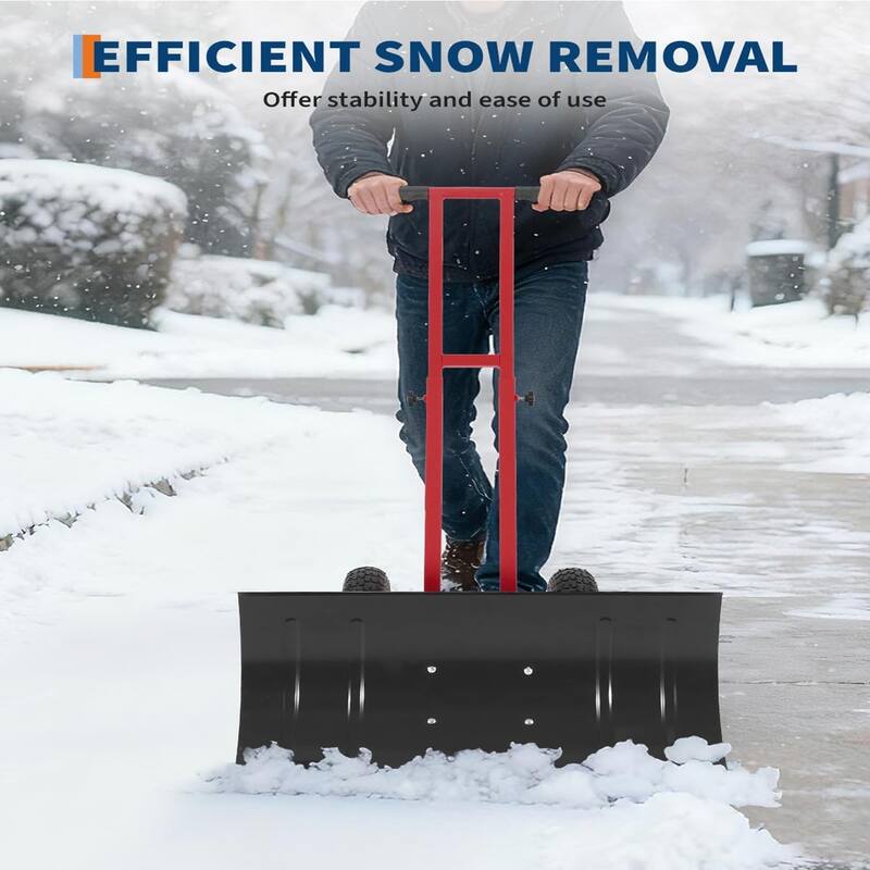 29x14 In Heavy Duty Rolling Snow Shovel With Wheels Double Armrests - 29x14 In