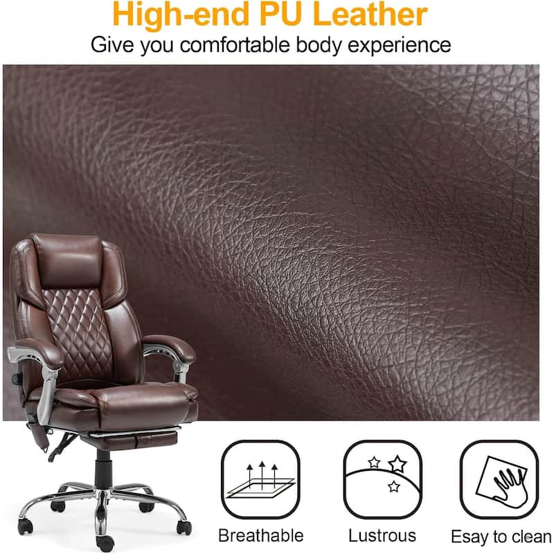 EROMMY Ergonomic Heated Massage Office Chair with Lumbar Support, Reclining Backrest, 2/4/6-Point Massage