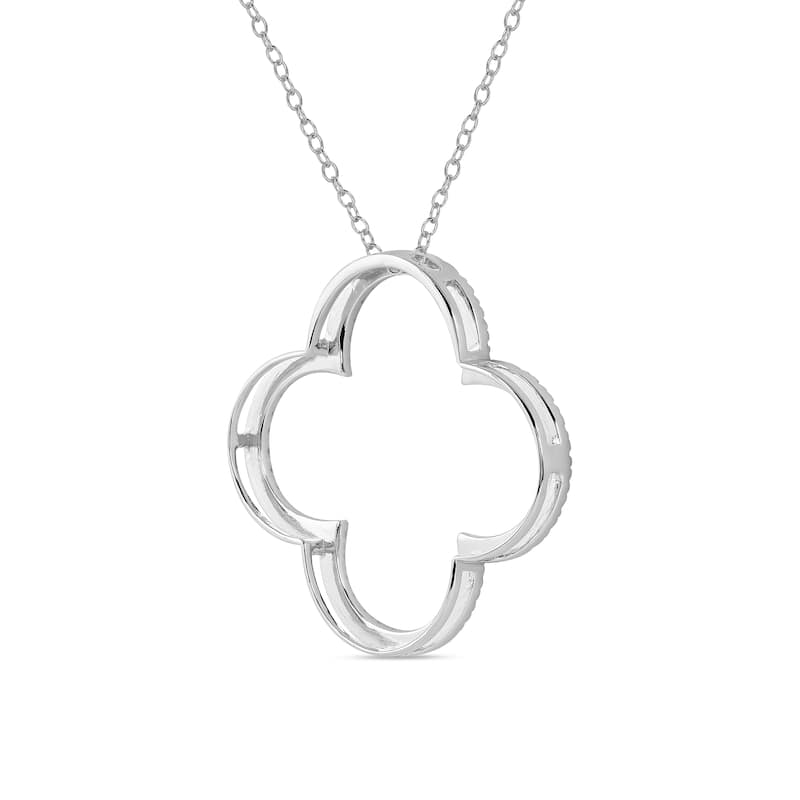 1/6ct - 1ct TDW Diamond 14K Gold Open Clover Pendant Necklace for Women
