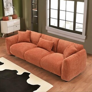 Orange Mid Century Modern Couch 3 Seater Sofa for Livingroom - Bed Bath ...