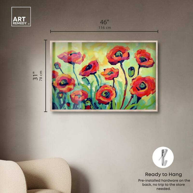 Red Poppy Field I Shadowbox by Art Remedy