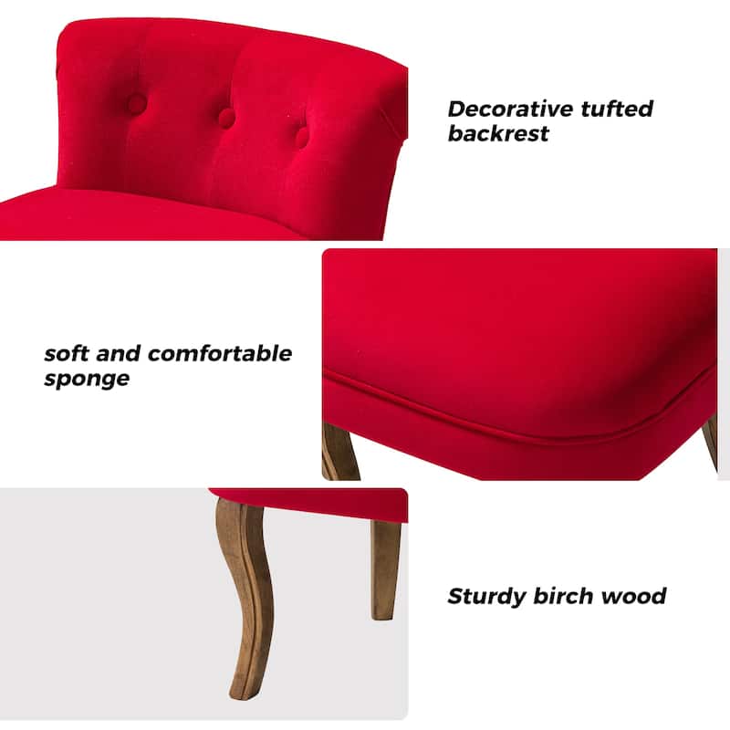 Xacobo Modern Velvet Tufted Vanity Stool with Wood Base by HULALA HOME