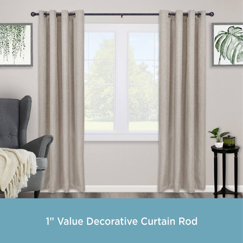 Kenney® Marble Ball 1" Value Decorative Window Curtain Rod, 30-84", Black