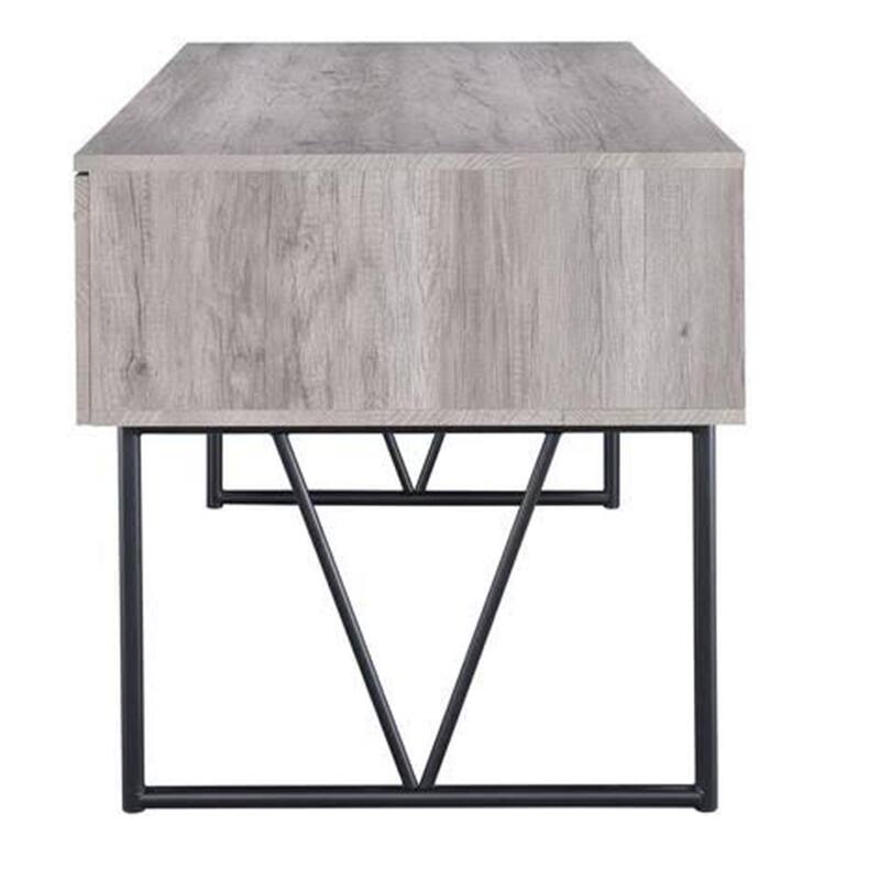 Writing Desk 4 Drawer - Chic Southwestern Style Desk, Driftwood Gray Finish, Home Office Desk